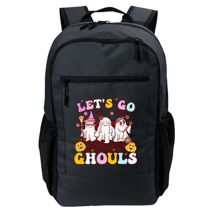 Retro Groovy Lets Go Ghouls Halloween Ghost Outfit Costumes Gift Daily Commute Backpack