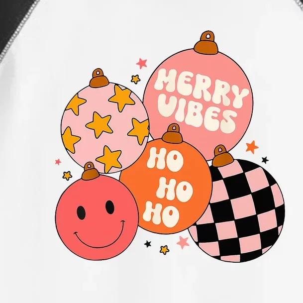 Retro Groovy Merry Vibes Christmas Cute Santa Claus Xmas Toddler Fine Jersey T-Shirt