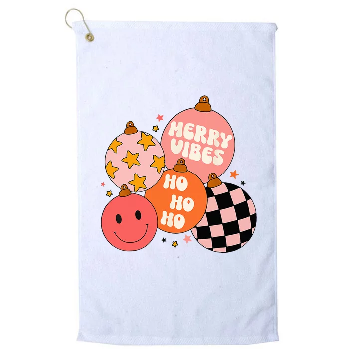 Retro Groovy Merry Vibes Christmas Cute Santa Claus Xmas Platinum Collection Golf Towel