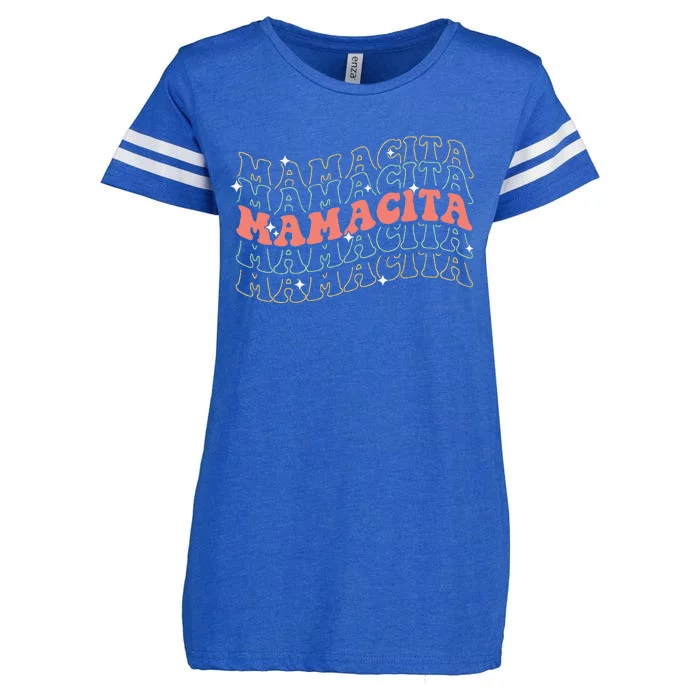 Retro Groovy Mamacita Mexican Mom Mothers Day Cinco De Mayo Enza Ladies Jersey Football T-Shirt