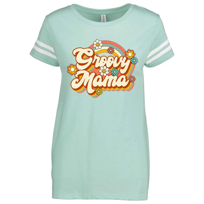 Retro Groovy Mama Family Birthday 60s 70s Hippie Costume Enza Ladies Jersey Football T-Shirt