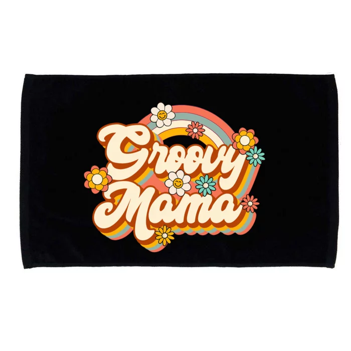 Retro Groovy Mama Family Birthday 60s 70s Hippie Costume Microfiber Hand Towel