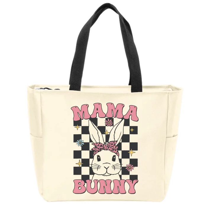 Retro Groovy Mama Bunny Matching Family Easter Mom Mother Zip Tote Bag