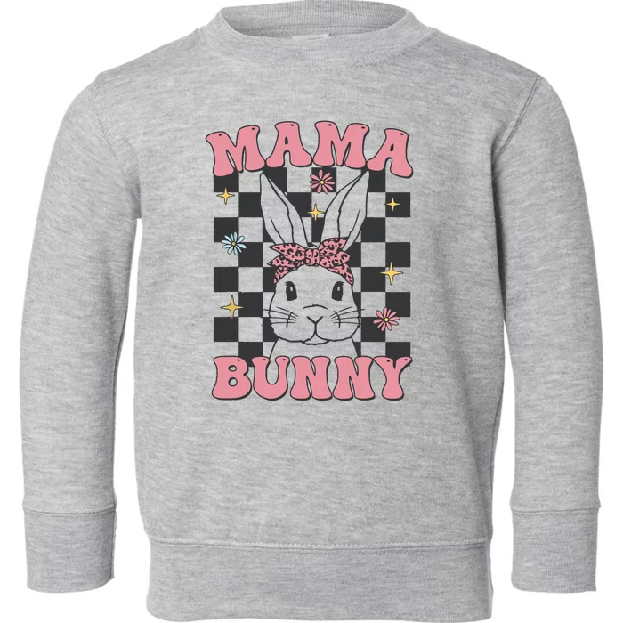 Retro Groovy Mama Bunny Matching Family Easter Mom Mother Toddler Sweatshirt