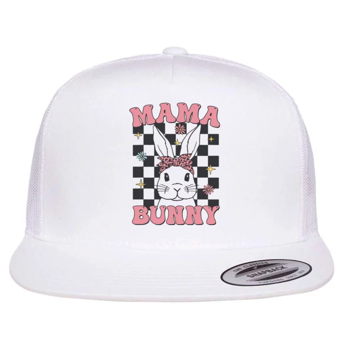 Retro Groovy Mama Bunny Matching Family Easter Mom Mother Flat Bill Trucker Hat