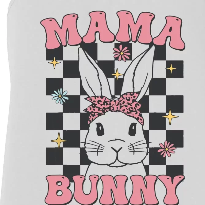 Retro Groovy Mama Bunny Matching Family Easter Mom Mother Women's Racerback Tank