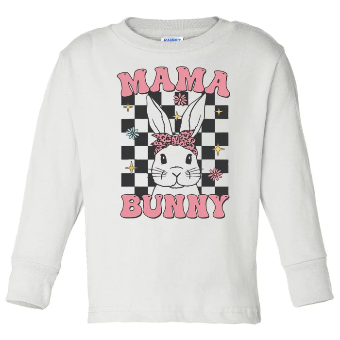 Retro Groovy Mama Bunny Matching Family Easter Mom Mother Toddler Long Sleeve Shirt