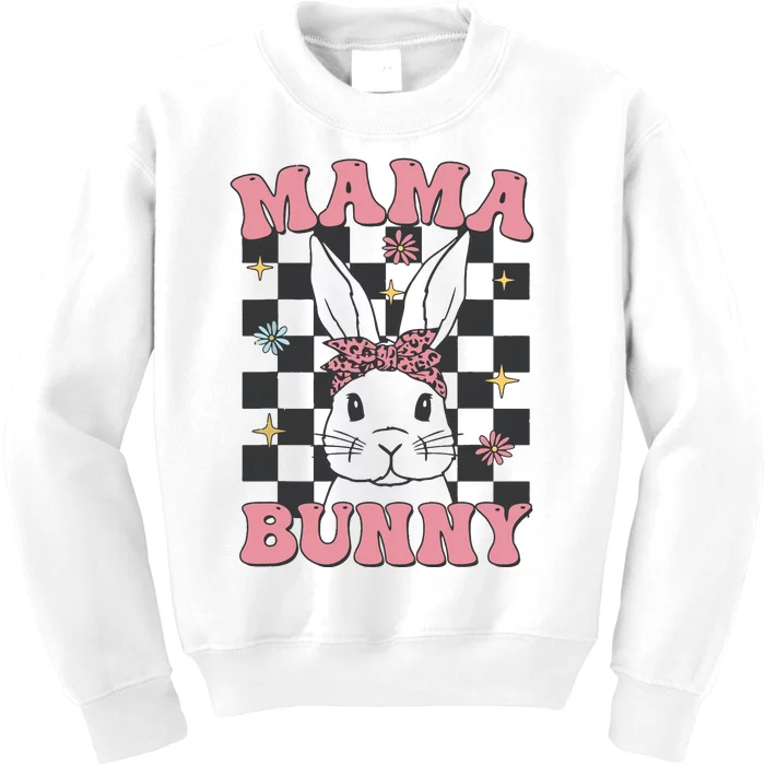 Retro Groovy Mama Bunny Matching Family Easter Mom Mother Kids Sweatshirt