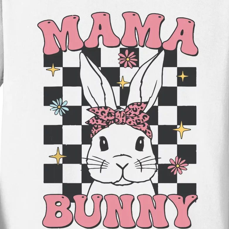 Retro Groovy Mama Bunny Matching Family Easter Mom Mother Kids Long Sleeve Shirt