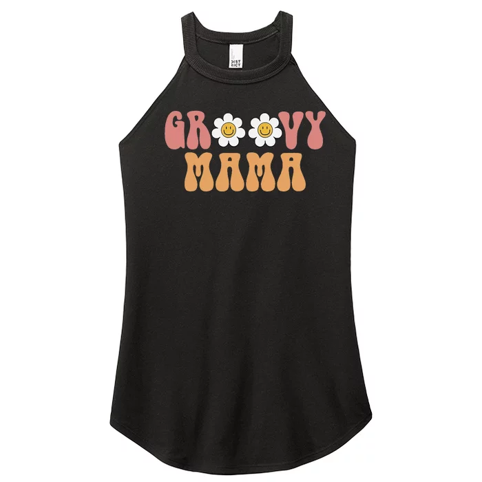 Retro Groovy Mama 70s Aesthetic 1970's Mother's Day Women’s Perfect Tri Rocker Tank