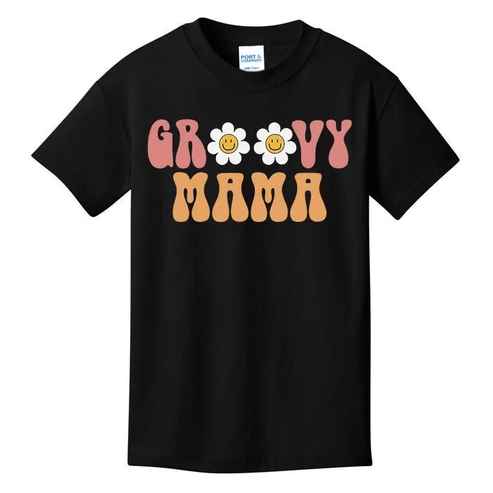 Retro Groovy Mama 70s Aesthetic 1970's Mother's Day Kids T-Shirt