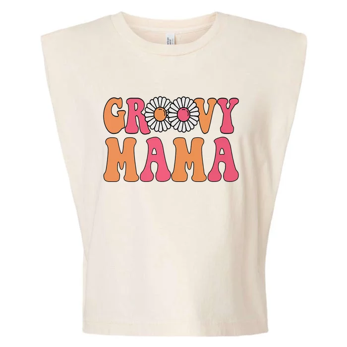 Retro Groovy Mama Matching Family 1st Birthday Party Garment-Dyed Women's Muscle Tee