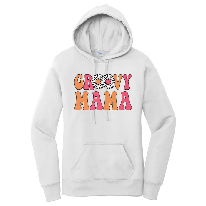 Retro Groovy Mama Matching Family 1st Birthday Party Women's Pullover Hoodie