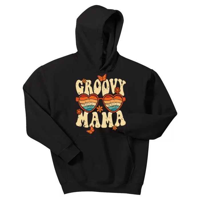 Retro Groovy Mama 70s Aesthetic 1970's Mother's Day Kids Hoodie