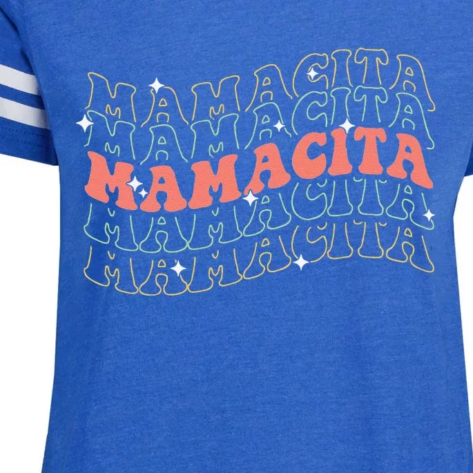 Retro Groovy Mamacita Mexican Mom Mothers Day Cinco De Mayo Enza Ladies Jersey Football T-Shirt