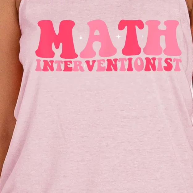 Retro Groovy Math Interventionist Teacher Math Intervention Women's Knotted Racerback Tank