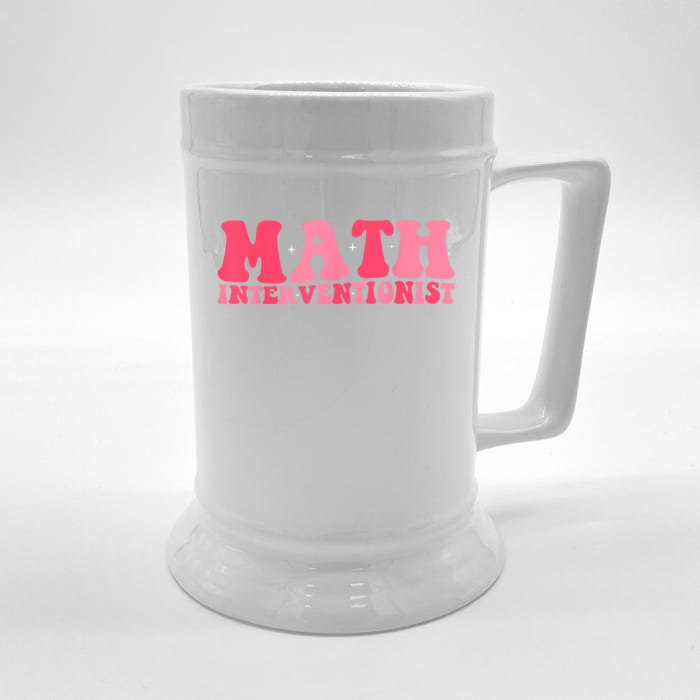 Retro Groovy Math Interventionist Teacher Math Intervention Front & Back Beer Stein