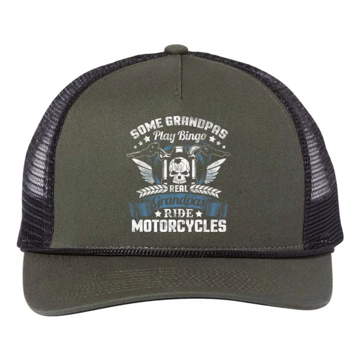 Real Grandpa Motorcycle Biker Gift Retro Rope Trucker Hat Cap