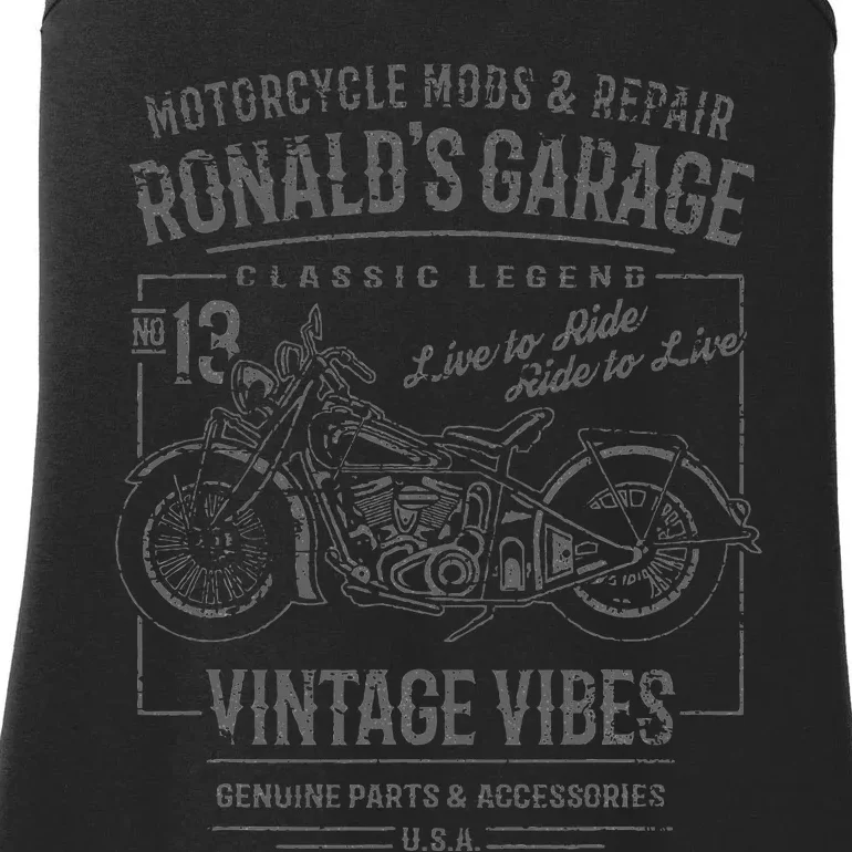 RonaldS Garage Motorcycle Design For The Name Ronald Ladies Essential Tank