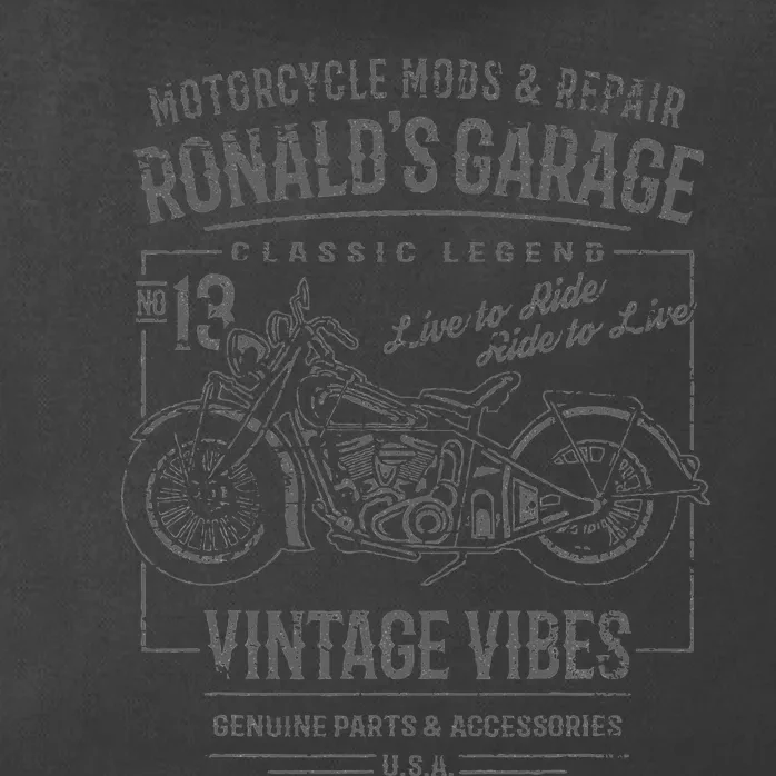 RonaldS Garage Motorcycle Design For The Name Ronald Zip Tote Bag