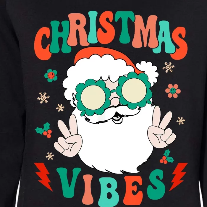 Retro Groovy Merry Christmas Vibes Funny Santa Claus Holiday Womens California Wash Sweatshirt