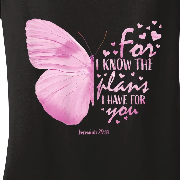 Religious Gifts Mom Women Christian Bible Verse Butterfly Women's V-Neck T-Shirt