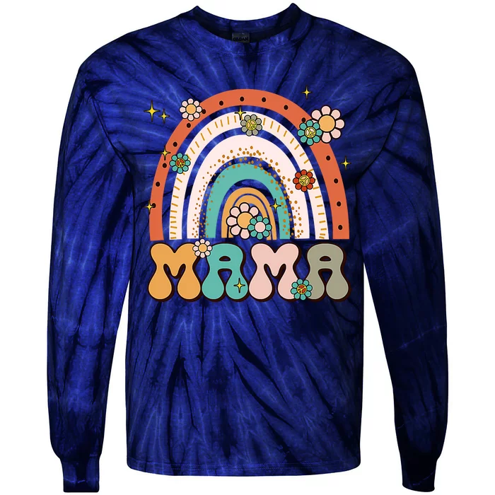 Retro Groovy Mama Matching Family Mother's Day Party Tie-Dye Long Sleeve Shirt