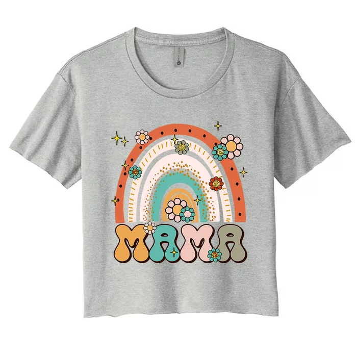 Retro Groovy Mama Matching Family Mother's Day Party Women's Crop Top Tee