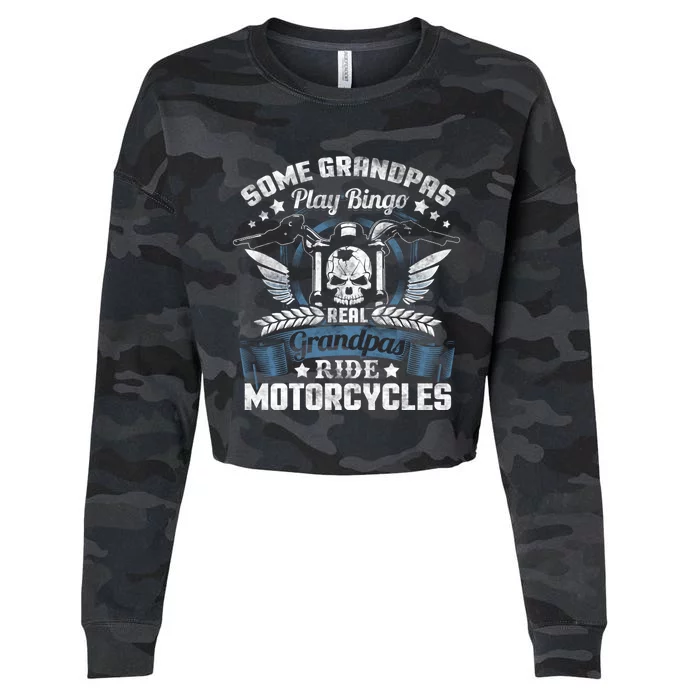 Real Grandpa Motorcycle Biker Gift Cropped Pullover Crew