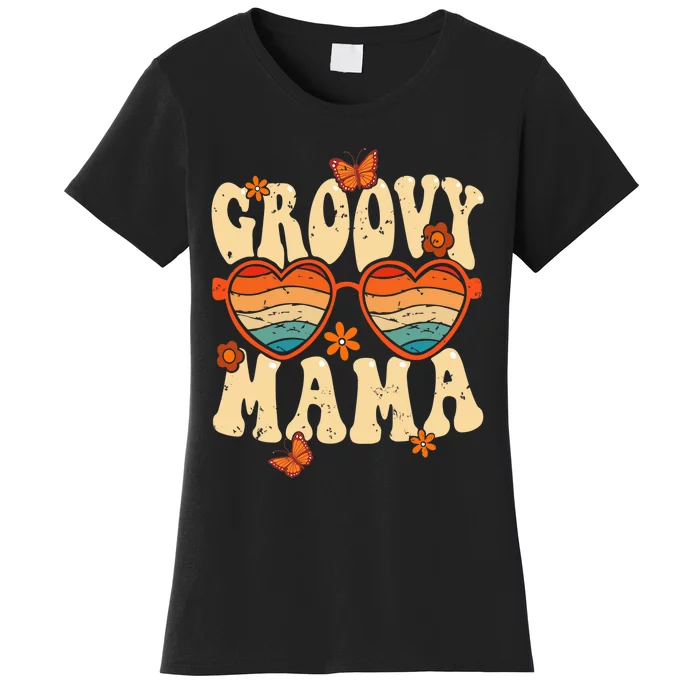 Retro Groovy Mama 70s Aesthetic 1970s Mothers Day Women's T-Shirt