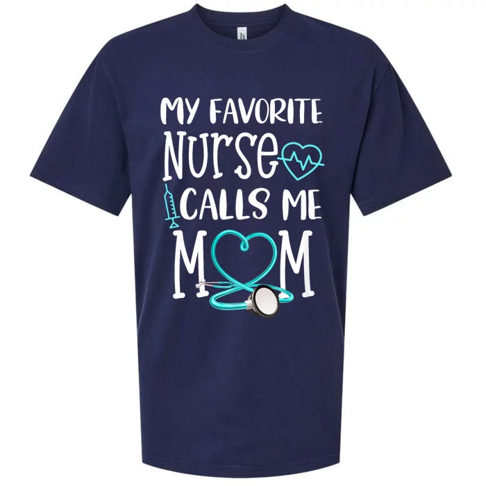 Rn Gift My Favorite Nurse Calls Me Mom Quote Teal Sueded Cloud Jersey T-Shirt