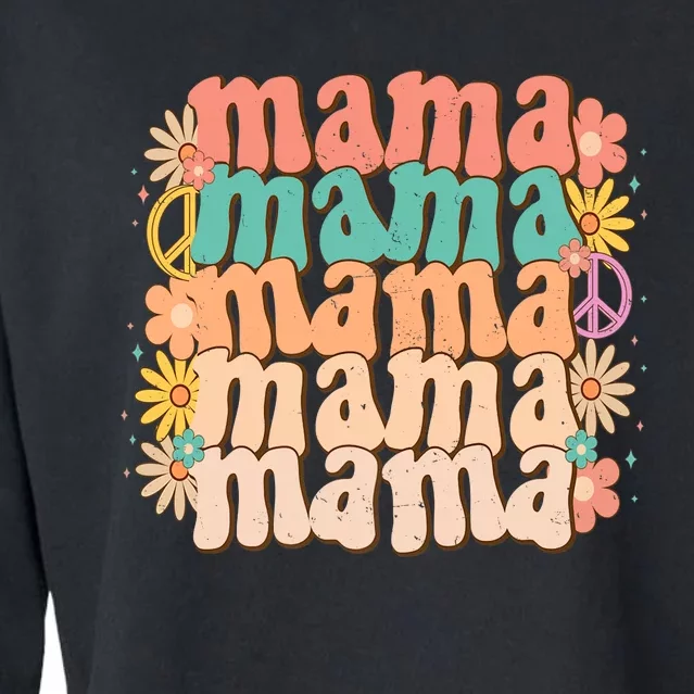 Retro Groovy Mama Matching Family Mother's Day Party Cropped Pullover Crew