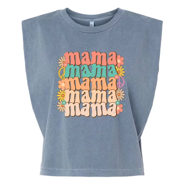 Retro Groovy Mama Matching Family Mother's Day Party Garment-Dyed Women's Muscle Tee