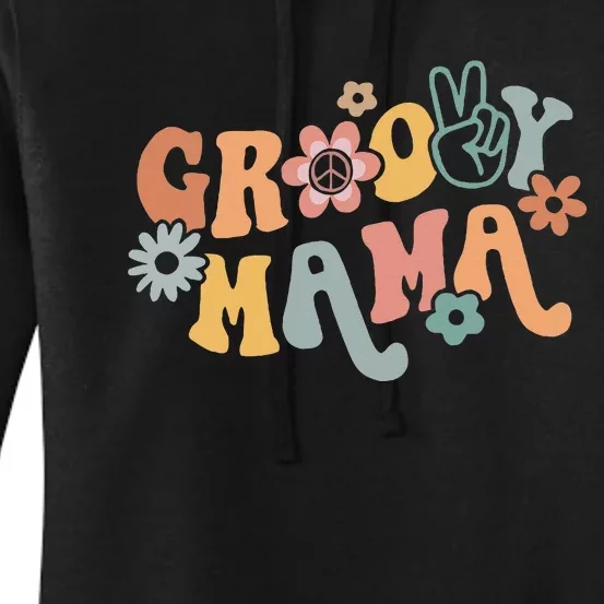 Retro Groovy Mama Black Classic Fit Round Neck Women's Pullover Hoodie