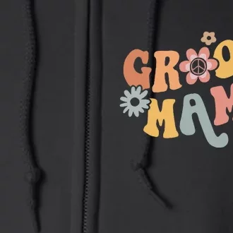 Retro Groovy Mama Black Classic Fit Round Neck Full Zip Hoodie