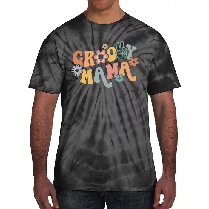 Retro Groovy Mama Matching Family 1st Birthday Party Tie-Dye T-Shirt