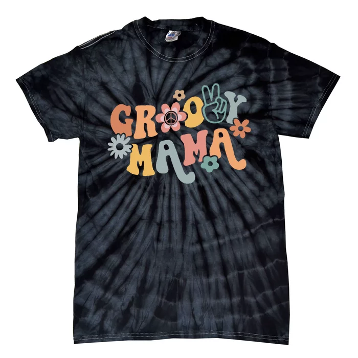 Retro Groovy Mama Matching Family 1st Birthday Party Tie-Dye T-Shirt