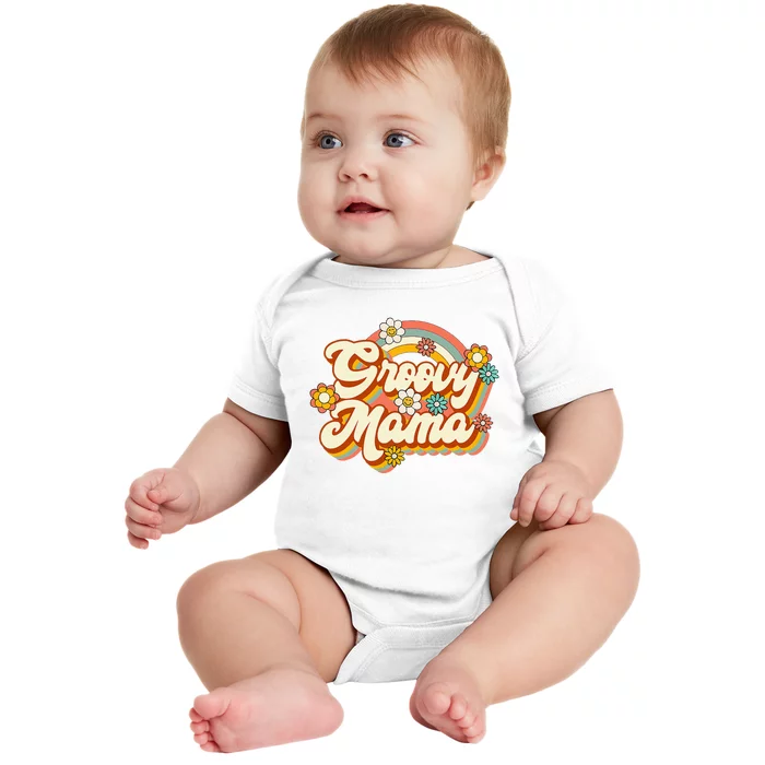 Retro Groovy Mama Family Birthday 60s 70s Hippie Costume Baby Bodysuit