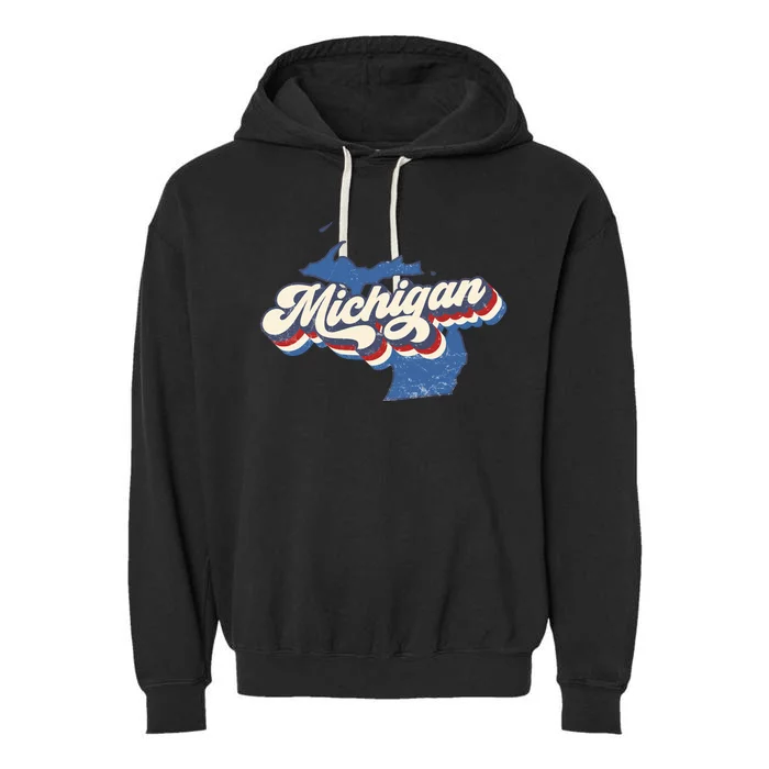 Retro Groovy Michigan Garment-Dyed Fleece Hoodie