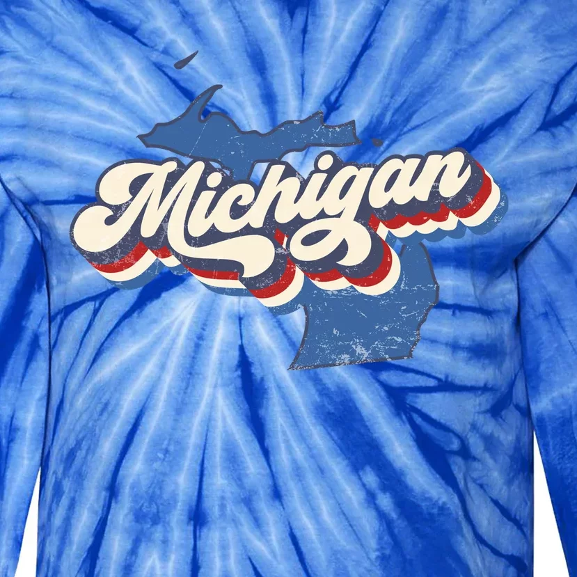 Retro Groovy Michigan Tie-Dye Long Sleeve Shirt