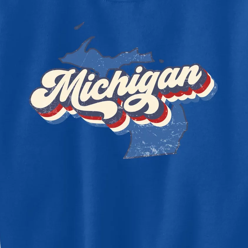 Retro Groovy Michigan Kids Sweatshirt