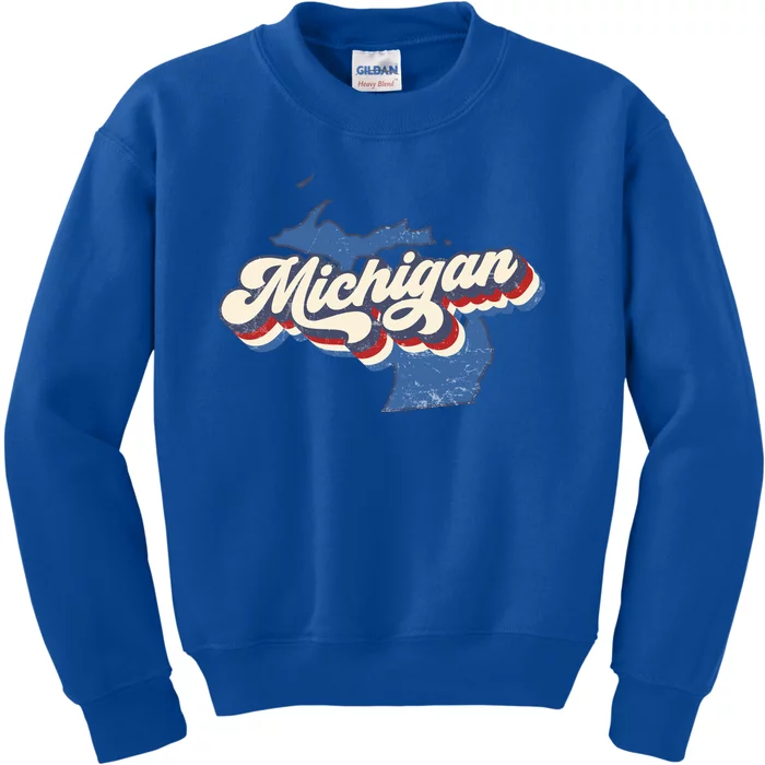 Retro Groovy Michigan Kids Sweatshirt