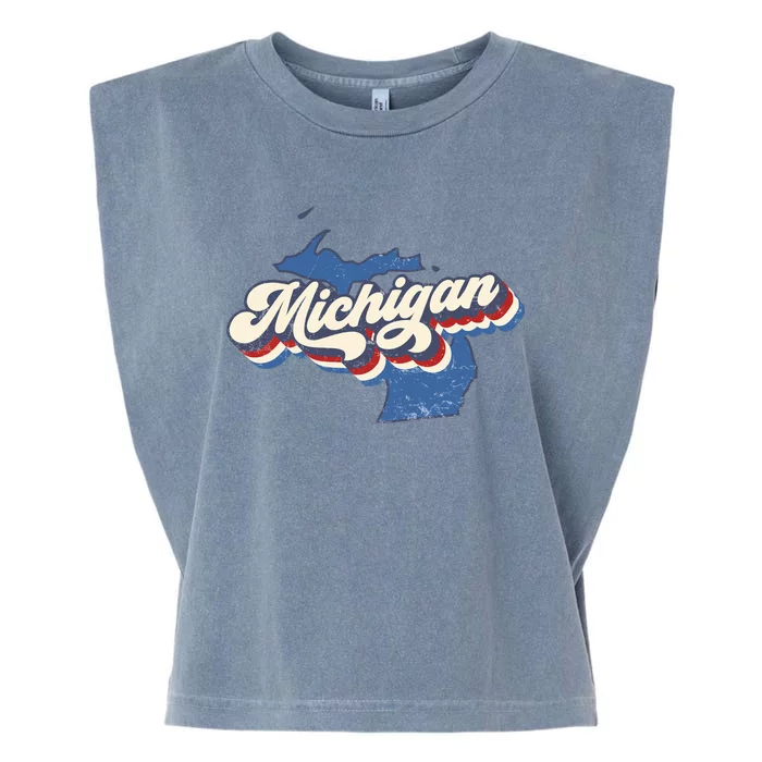 Retro Groovy Michigan Garment-Dyed Women's Muscle Tee