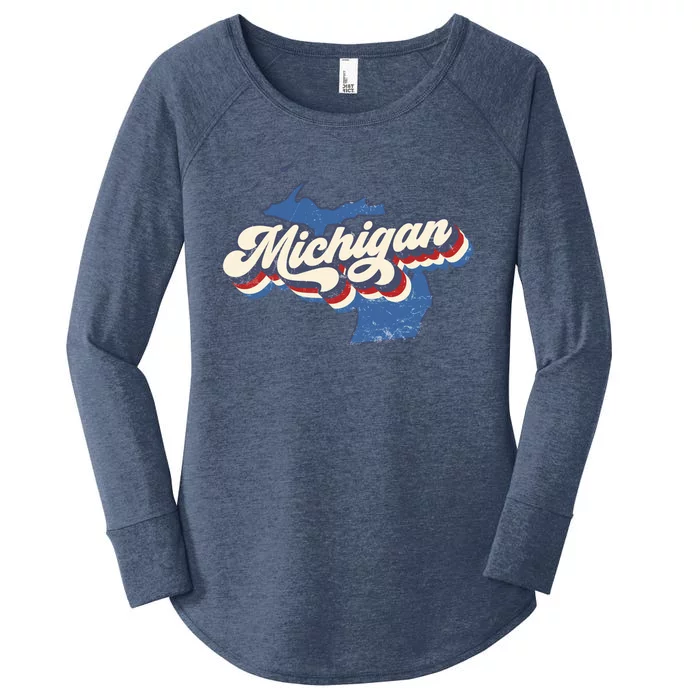 Retro Groovy Michigan Women's Perfect Tri Tunic Long Sleeve Shirt