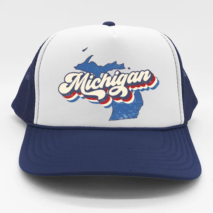 Retro Groovy Michigan Trucker Hat