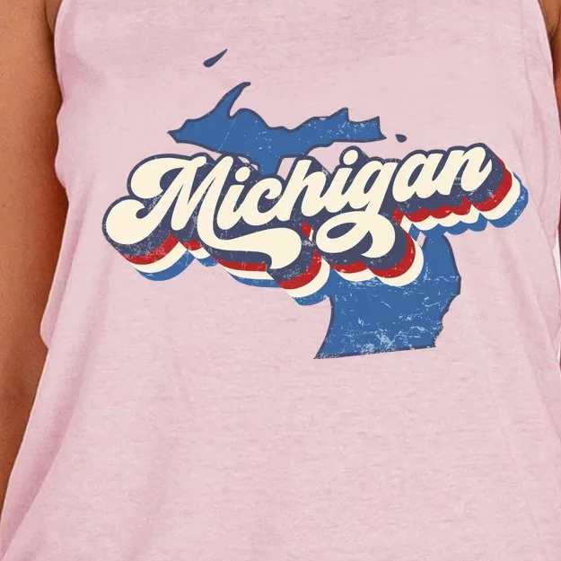 Retro Groovy Michigan Women's Knotted Racerback Tank