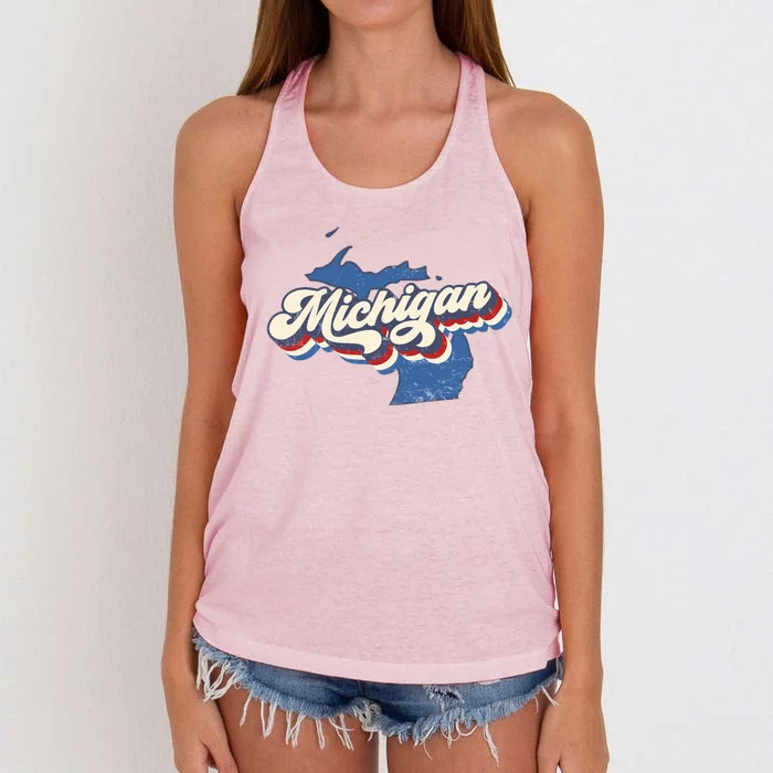 Retro Groovy Michigan Women's Knotted Racerback Tank