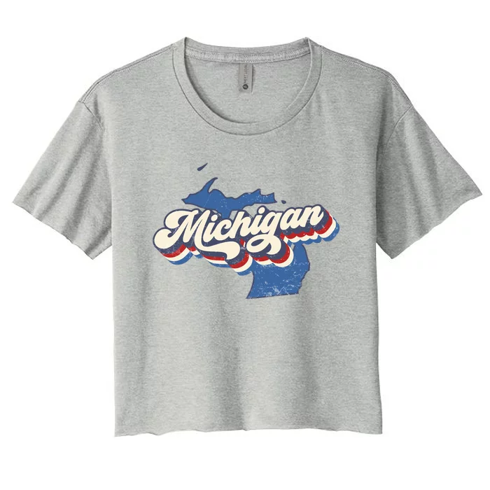 Retro Groovy Michigan Women's Crop Top Tee