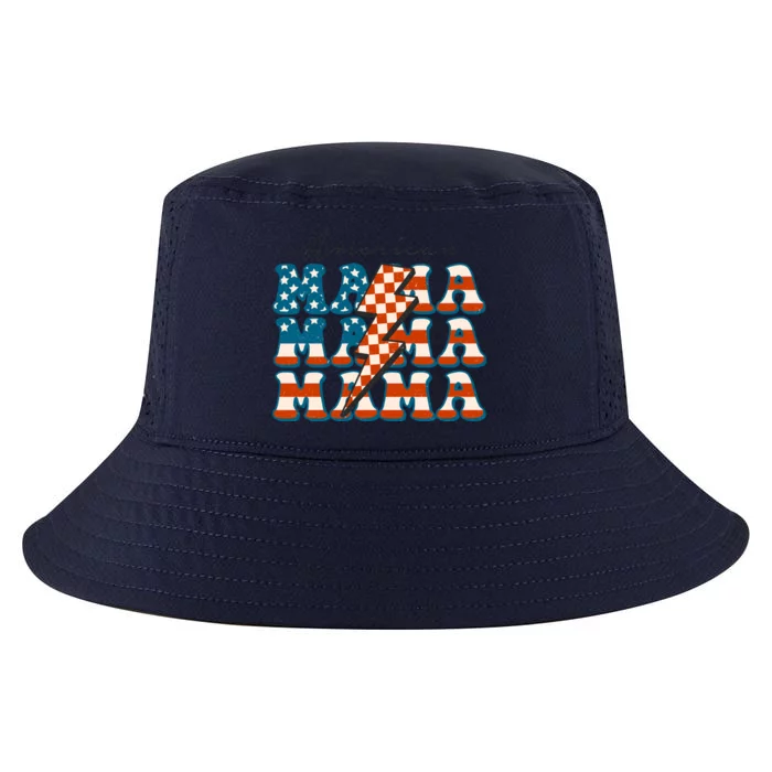 Retro Groovy Mama American 4th Of July Patriotic Mom Womens Gift Cool Comfort Performance Bucket Hat