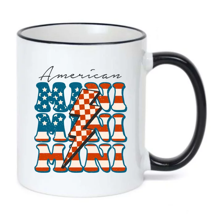 Retro Groovy Mini American 4th Of July Patriotic Mom Womens Gift Black Color Changing Mug